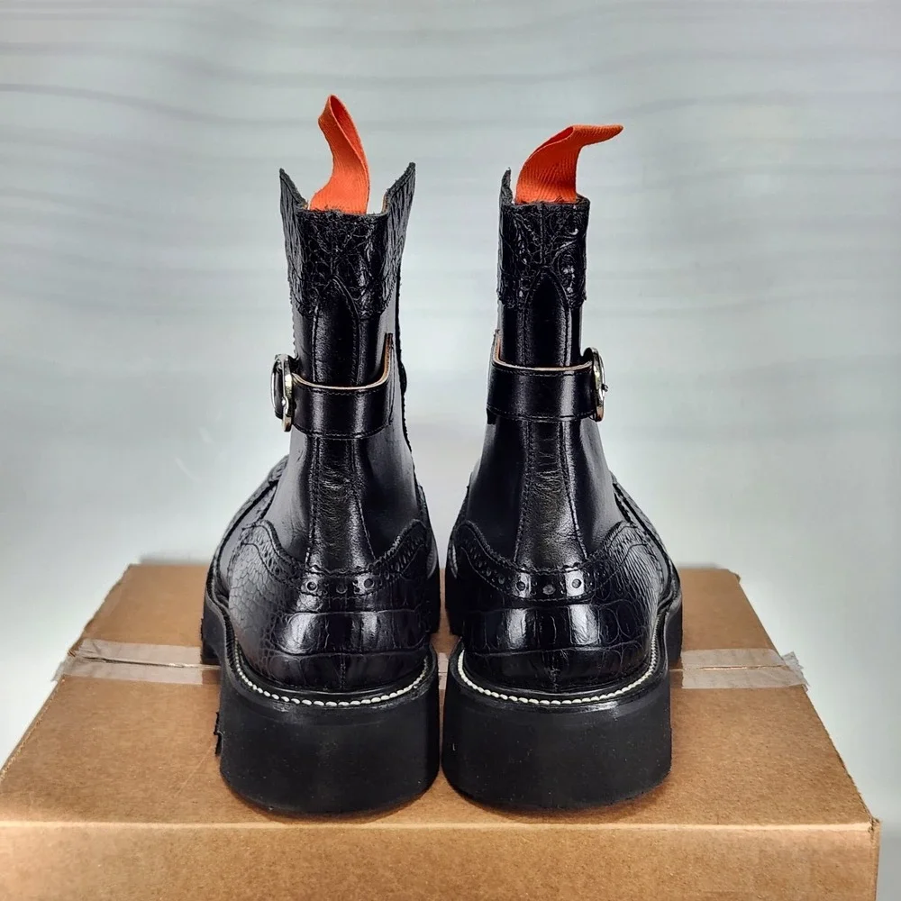 Tricker's Brogue Boots Mens Size 11 Black Two Tone High Leg Todd Snyder 7565/4